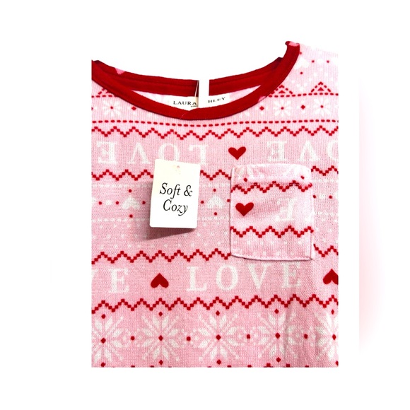 NWT GIRL’S LAURA ASHLEY SOFT & COZY LOVE HEARTS PAJAMAS 2 PIECE SET SIZE 6 - Picture 4 of 7